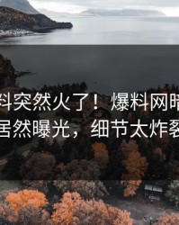 刚刚猛料突然火了！爆料网暗网明星居然曝光，细节太炸裂