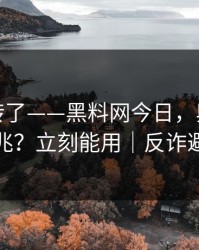 别再乱转了——黑料网今日，舆论反转前兆？立刻能用｜反诈避坑