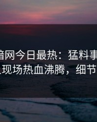 爆料网暗网今日最热：猛料事件曝光，圈内人现场热血沸腾，细节太炸裂