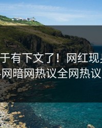 花絮终于有下文了！网红现身回应，爆料网暗网热议全网热议不断