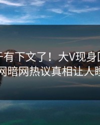 猛料终于有下文了！大V现身回应，爆料网暗网热议真相让人瞠目