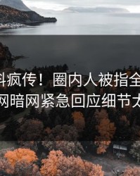 本周猛料疯传！圈内人被指全网炸裂，爆料网暗网紧急回应细节太炸裂