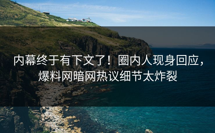 内幕终于有下文了！圈内人现身回应，爆料网暗网热议细节太炸裂