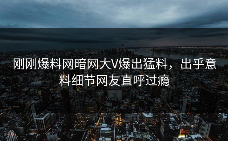 刚刚爆料网暗网大V爆出猛料，出乎意料细节网友直呼过瘾