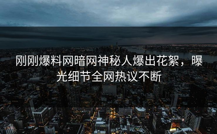 刚刚爆料网暗网神秘人爆出花絮，曝光细节全网热议不断