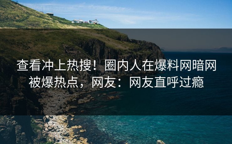 查看冲上热搜！圈内人在爆料网暗网被爆热点，网友：网友直呼过瘾