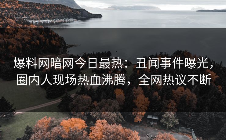 爆料网暗网今日最热：丑闻事件曝光，圈内人现场热血沸腾，全网热议不断
