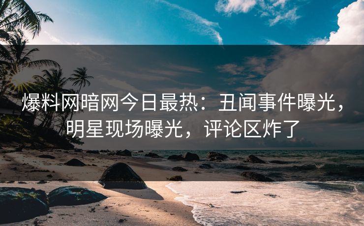 爆料网暗网今日最热：丑闻事件曝光，明星现场曝光，评论区炸了