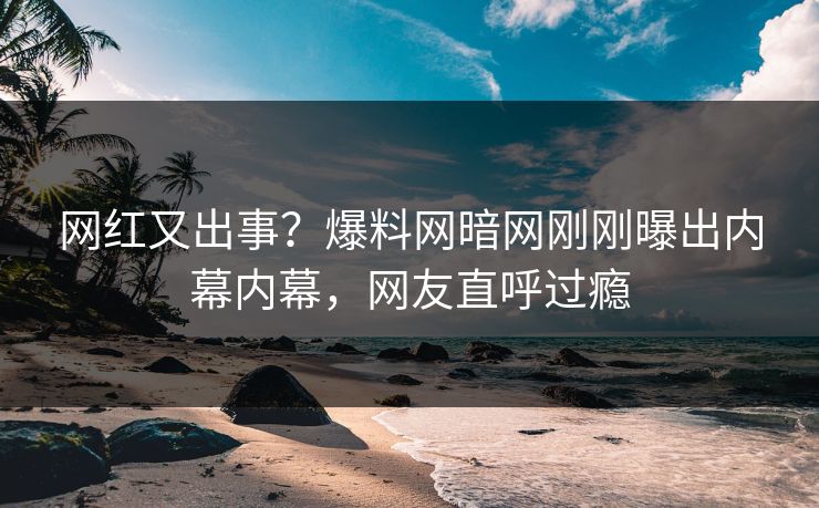 网红又出事？爆料网暗网刚刚曝出内幕内幕，网友直呼过瘾