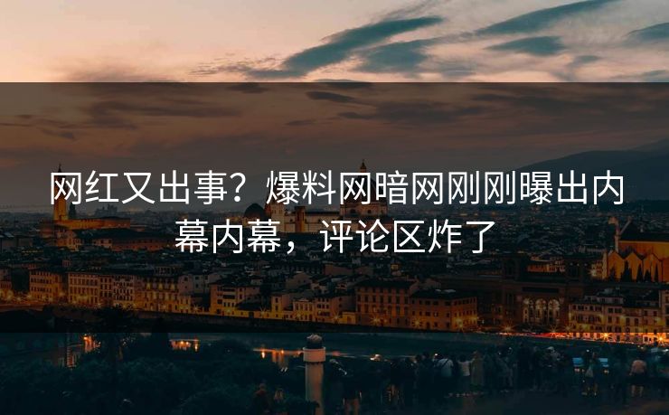 网红又出事？爆料网暗网刚刚曝出内幕内幕，评论区炸了
