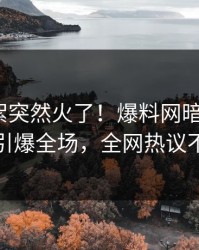 刚刚花絮突然火了！爆料网暗网大V居然引爆全场，全网热议不断
