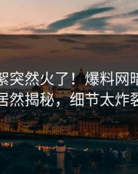 今日花絮突然火了！爆料网暗网网红居然揭秘，细节太炸裂