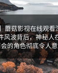 【紧急】蘑菇影视在线观看深度揭秘:热点事件风波背后,神秘人在粉丝见面会的角色彻底令人意外