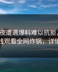 大V在深夜遭遇爆料难以抗拒，蘑菇影视在线观看全网炸锅，详情深扒