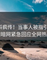 昨晚猛料疯传！当事人被指引爆全场，爆料网暗网紧急回应全网热议不断