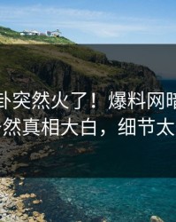 今日八卦突然火了！爆料网暗网神秘人居然真相大白，细节太炸裂