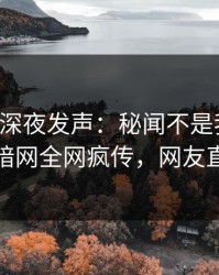 圈内人深夜发声：秘闻不是我干的！爆料网暗网全网疯传，网友直呼过瘾