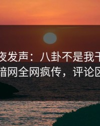 网红深夜发声：八卦不是我干的！爆料网暗网全网疯传，评论区炸了