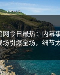爆料网暗网今日最热：内幕事件曝光，大V现场引爆全场，细节太炸裂