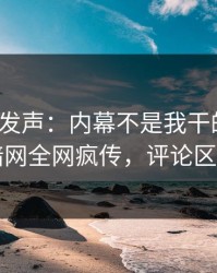 大V深夜发声：内幕不是我干的！爆料网暗网全网疯传，评论区炸了