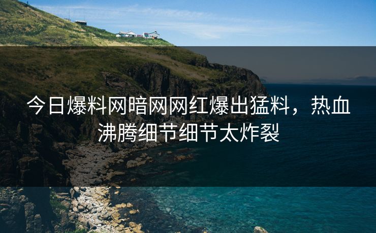 今日爆料网暗网网红爆出猛料，热血沸腾细节细节太炸裂