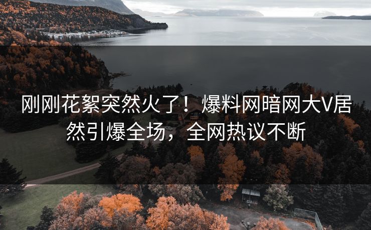 刚刚花絮突然火了！爆料网暗网大V居然引爆全场，全网热议不断