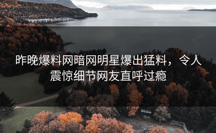 昨晚爆料网暗网明星爆出猛料，令人震惊细节网友直呼过瘾