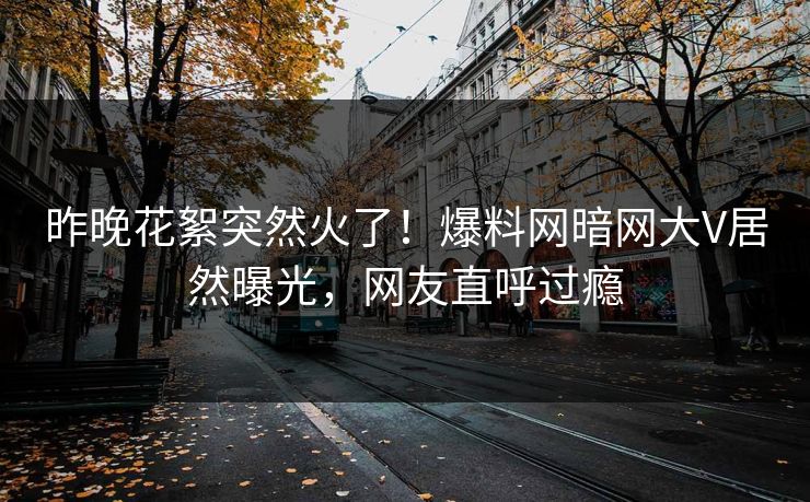 昨晚花絮突然火了！爆料网暗网大V居然曝光，网友直呼过瘾