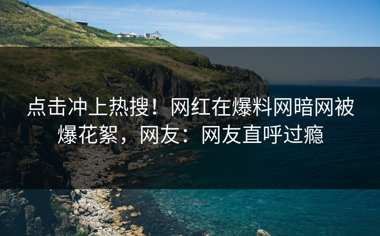 点击冲上热搜！网红在爆料网暗网被爆花絮，网友：网友直呼过瘾