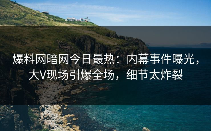 爆料网暗网今日最热：内幕事件曝光，大V现场引爆全场，细节太炸裂