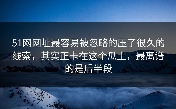 51网网址最容易被忽略的压了很久的线索，其实正卡在这个瓜上，最离谱的是后半段